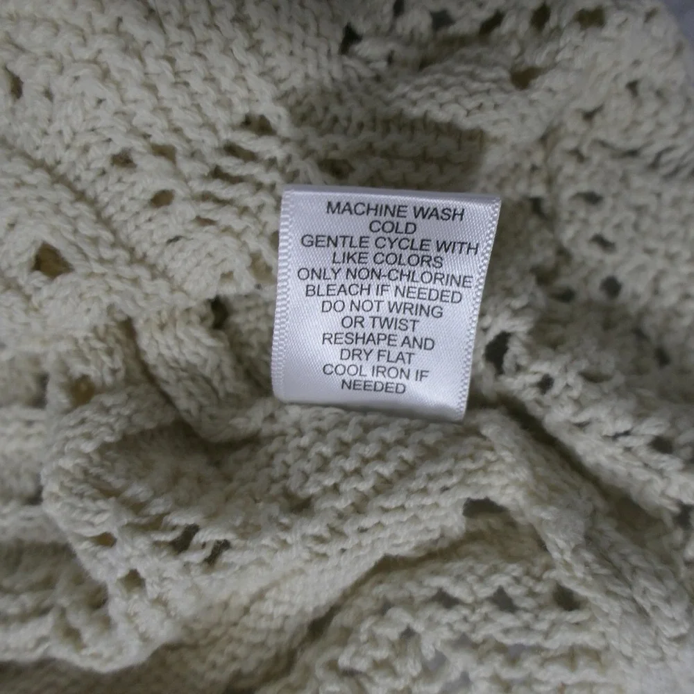 Sincerely Jules Womens Cardigan M Cream Boho Crochet Pointelle ST20430 Feminine